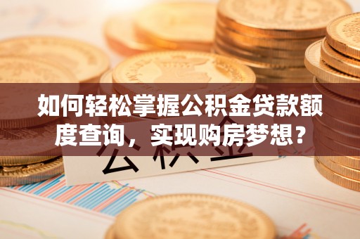 东阿如何轻松掌握公积金贷款额度查询，实现购房梦想？